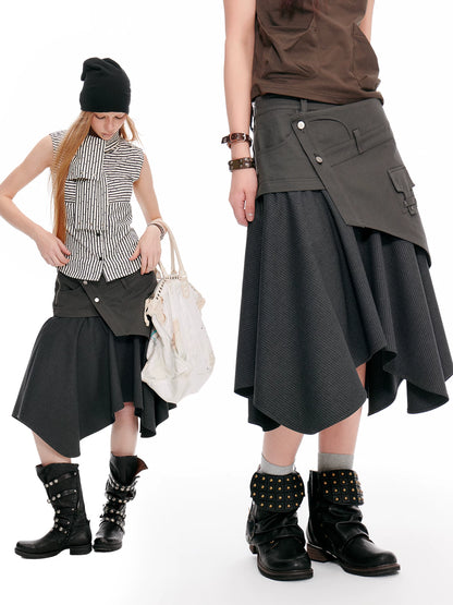 ASYMMETRIC POCKET MIDI SKIRT