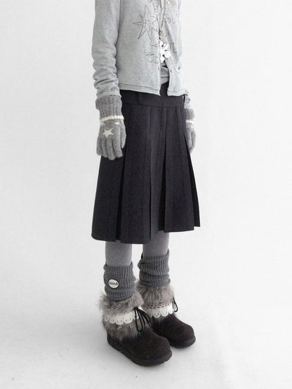 TWEED PLEATED BUSTIER SKIRT