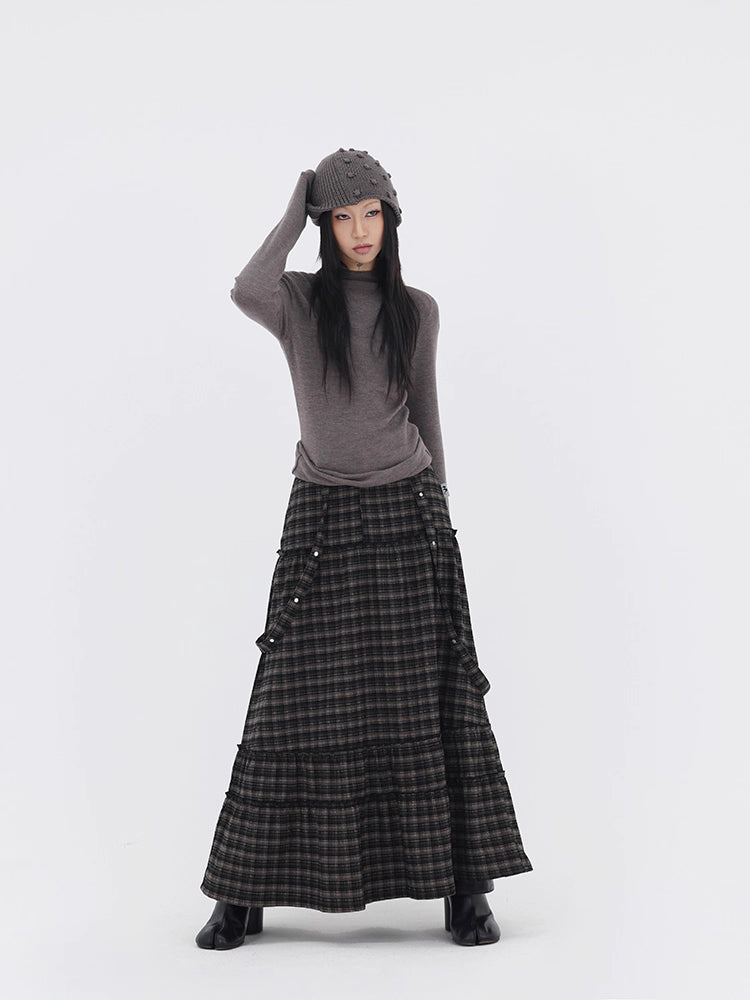 TIERED CHECK SKIRT