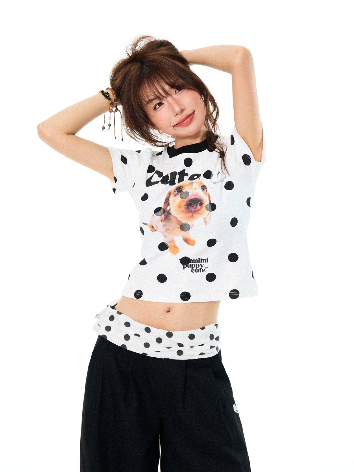 COLOR CLASH POLKA DOT T-SHIRT