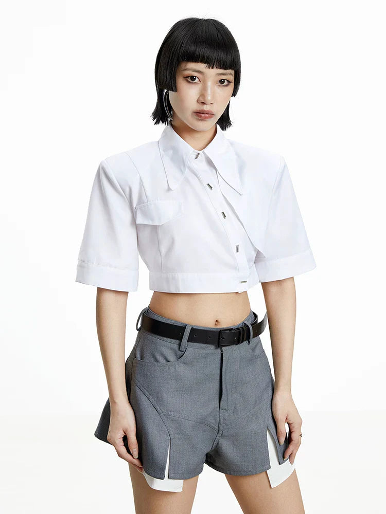 WHITE IRREGULAR CROP TOP