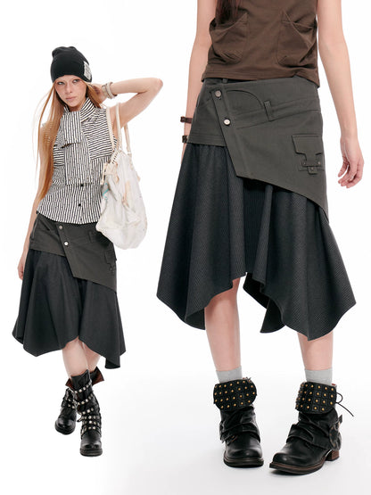 ASYMMETRIC POCKET MIDI SKIRT