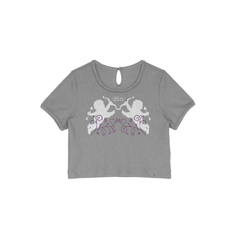 VINTAGE VINE TEXTURED SHORT SLEEVE TOP