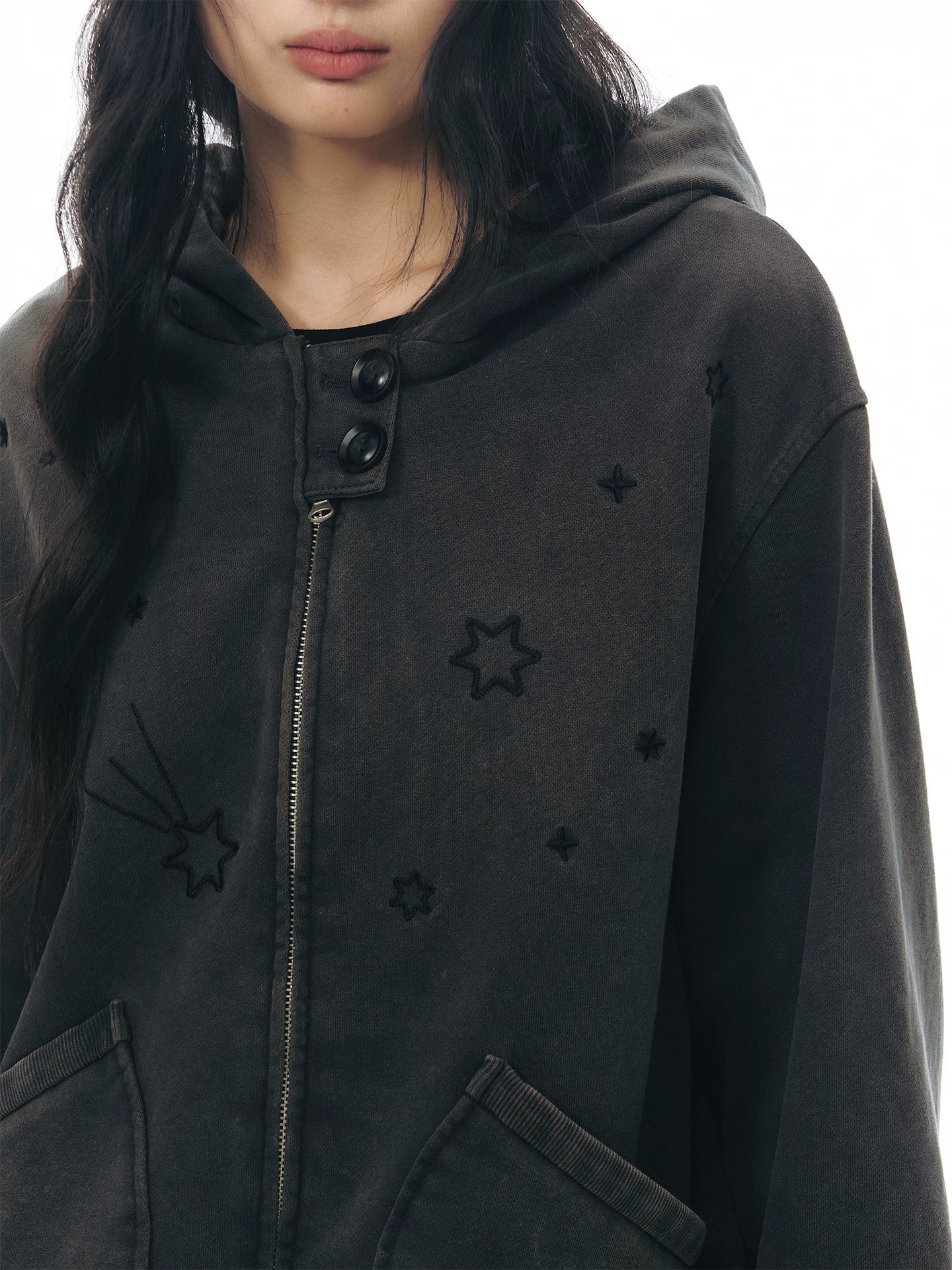 PLAID-TAB HOODED ZIP