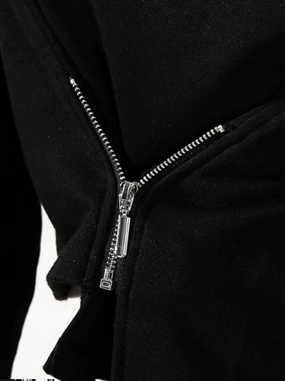 HIGH-NECK ASYMMETRICAL SWEATSHIRT JACKET