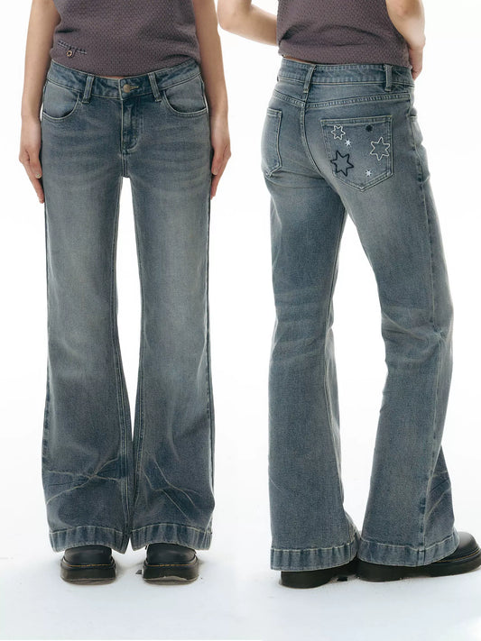RETRO FLARED JEANS WITH EMBROIDERY