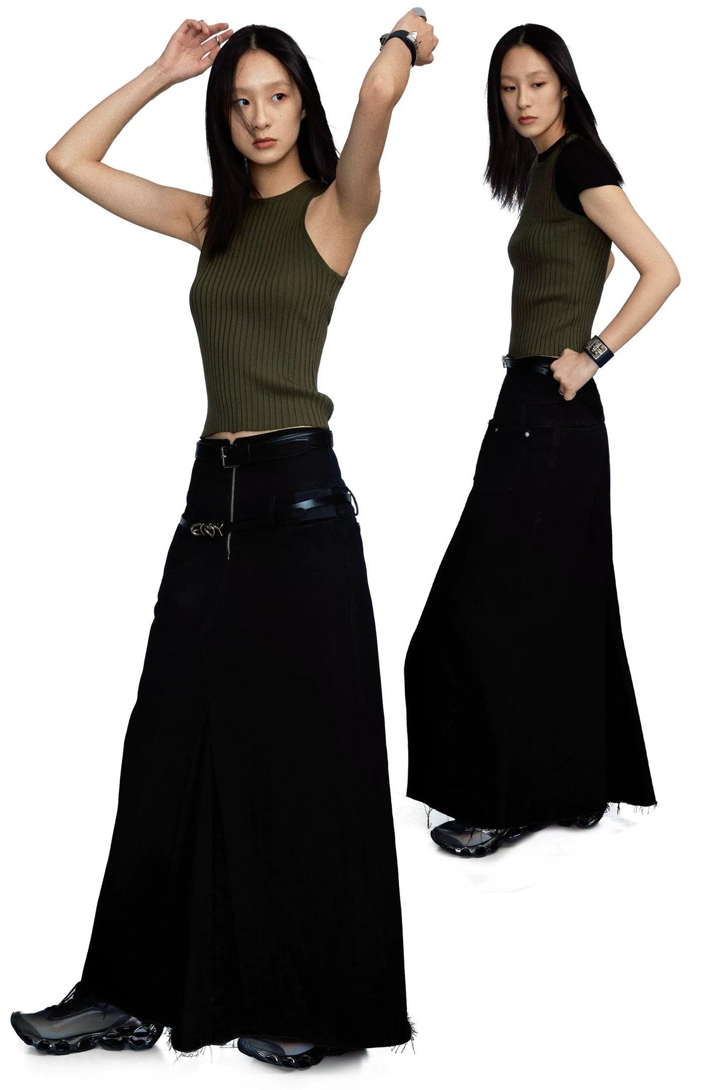 ARMY GREEN STRIPED TANK TOP