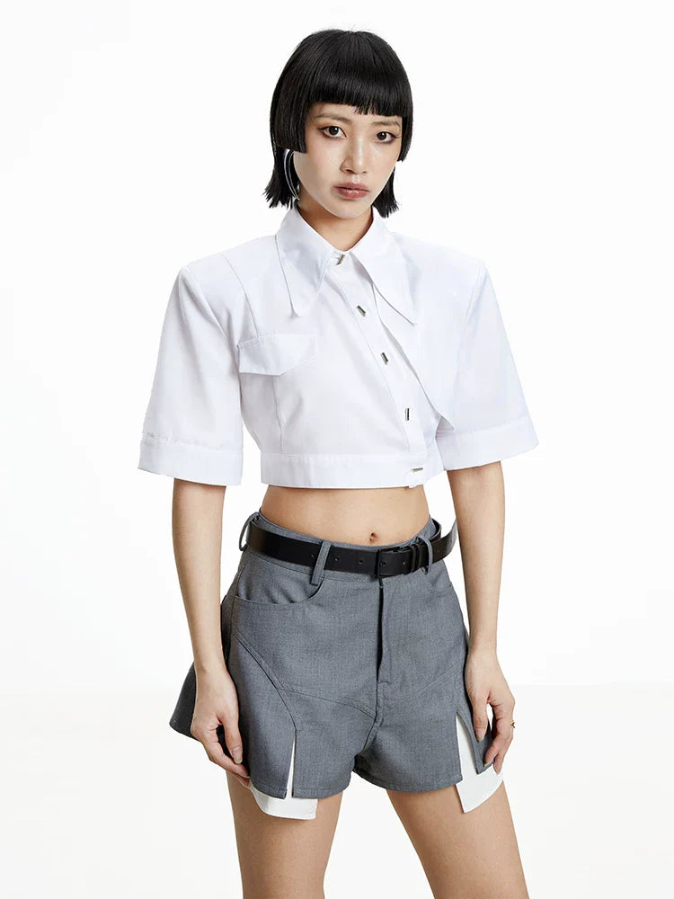 CHIC GRAY PATCHWORK SHORTS