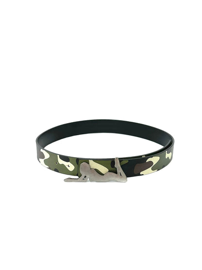 CAMOUFLAGE PRINT LEATHER BELT