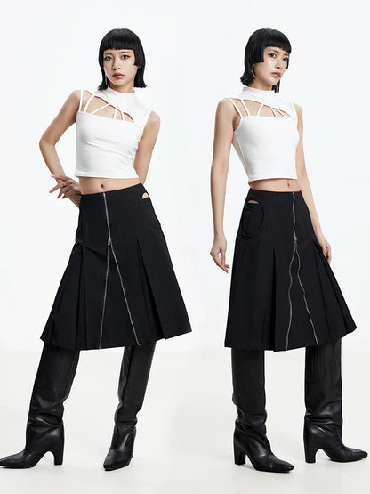 A-LINE SKIRT WITH CUTOUTS