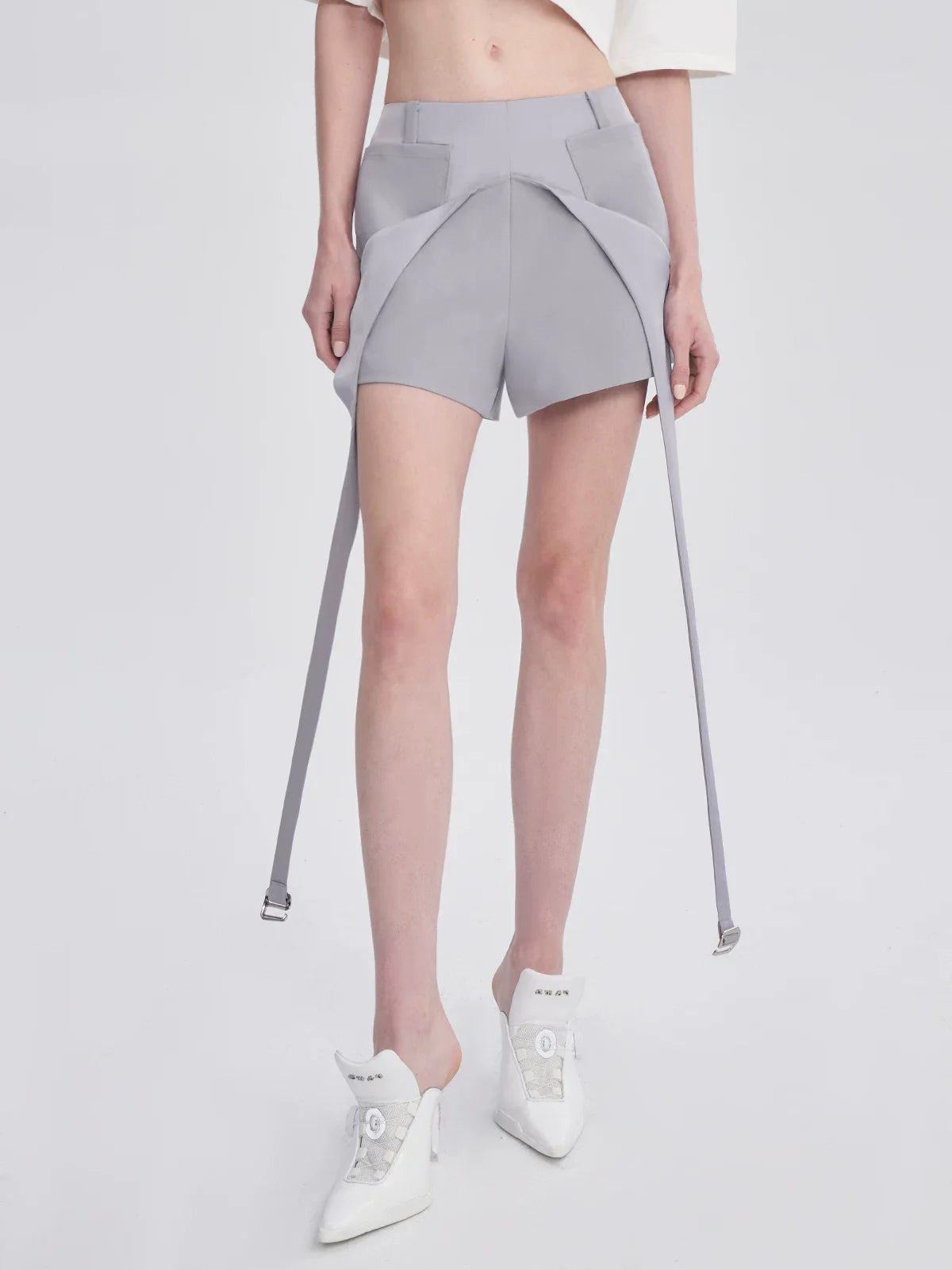 SILVER CANDLELIGHT SATIN HOT PANTS