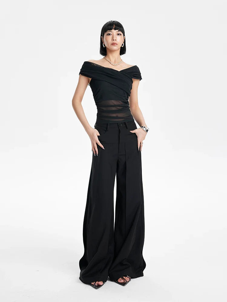 CHIC PATCHWORK WIDE-LEG PANTS