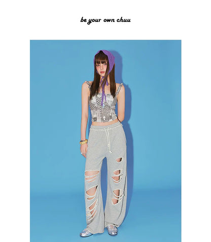 RIPPED CASUAL SWEATPANTS