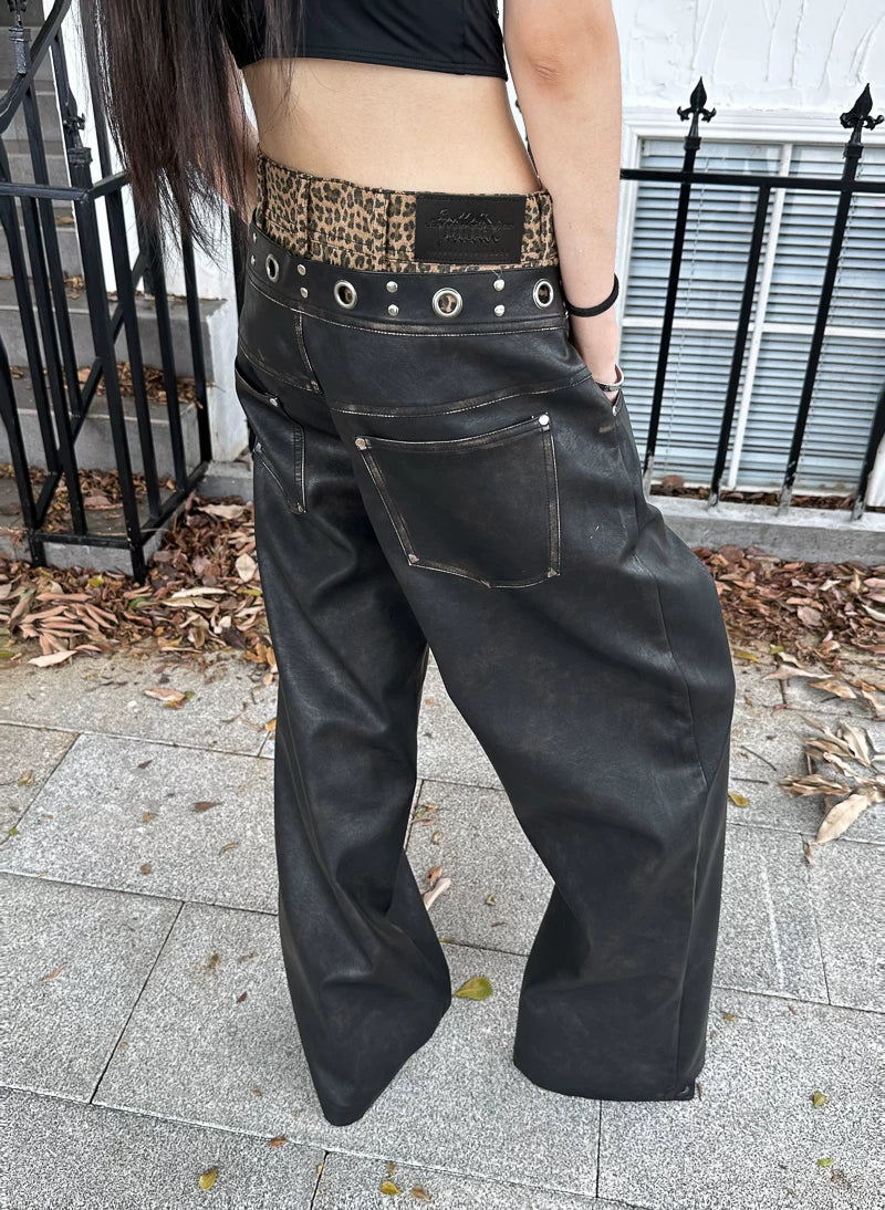 PUNK LEOPARD LAYERD PANTS