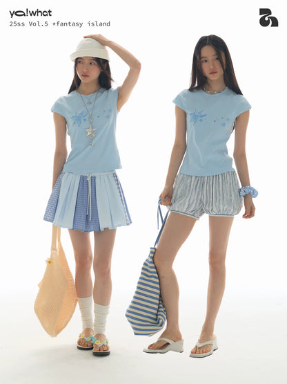 LIGHT BLUE CONCH SHELL T-SHIRT