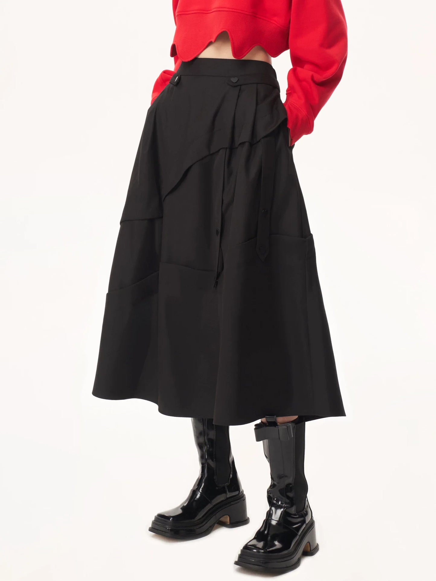 ASYMMETRICAL LAYERED A-LINE SKIRT