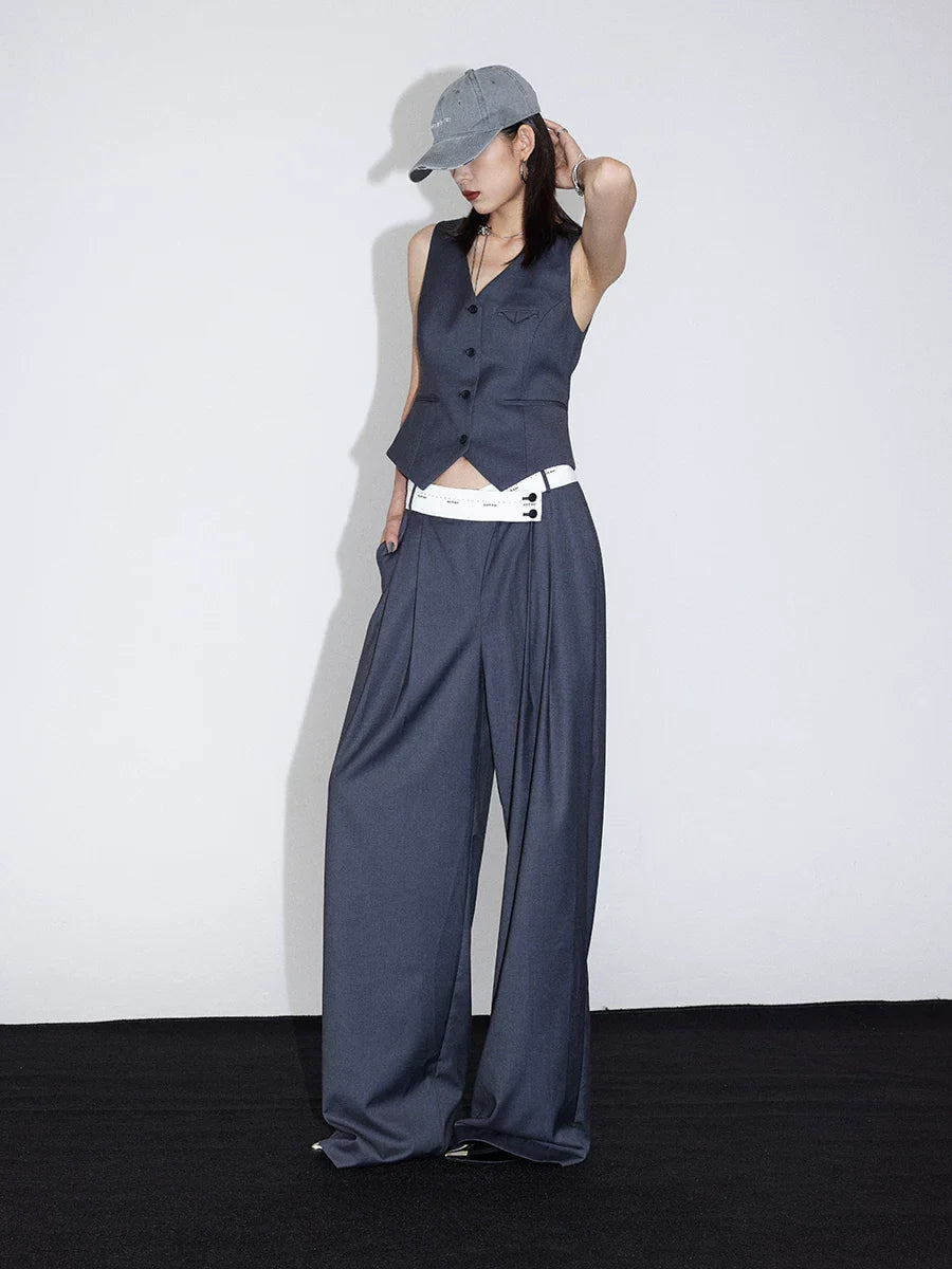 FLOWY PLEATED WIDE-LEG PANTS