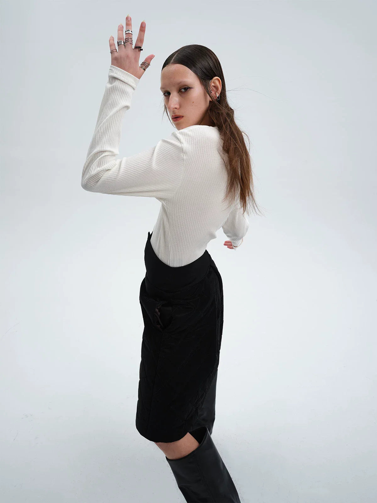 WINTER 3D QUILTED COTTON SKIRT