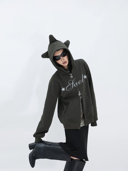 HORNED FLEECE HOODIE