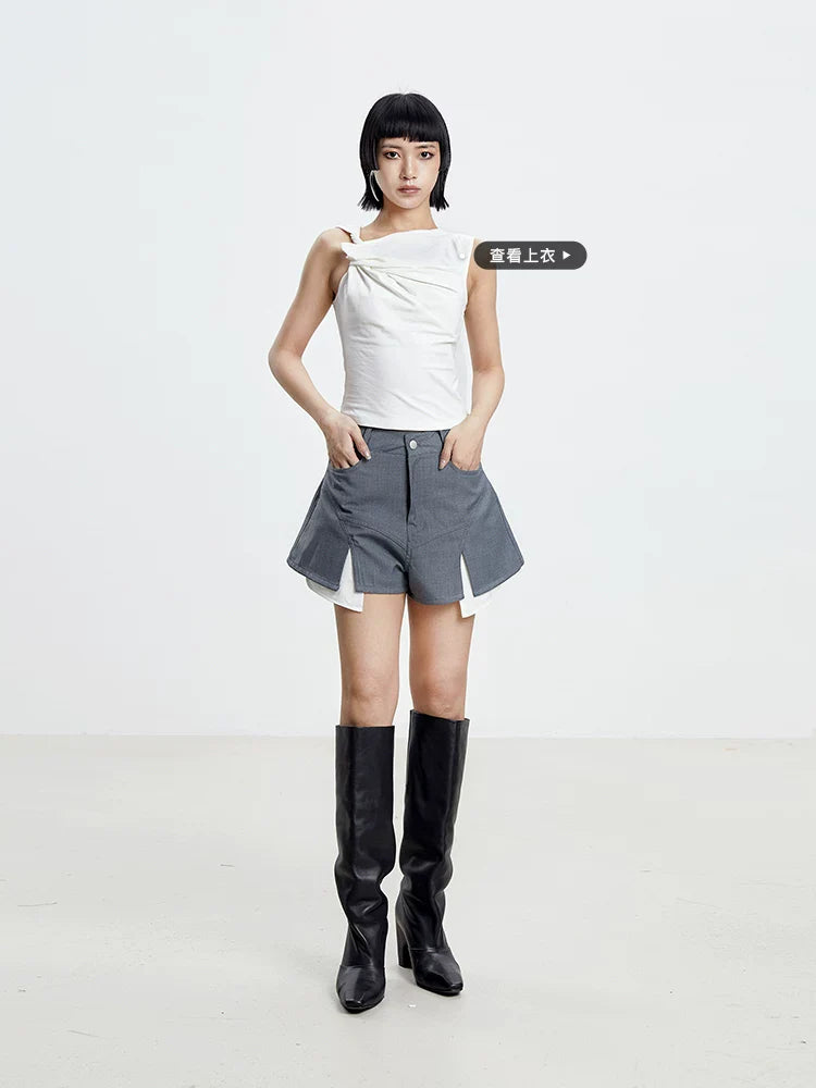 CHIC GRAY PATCHWORK SHORTS