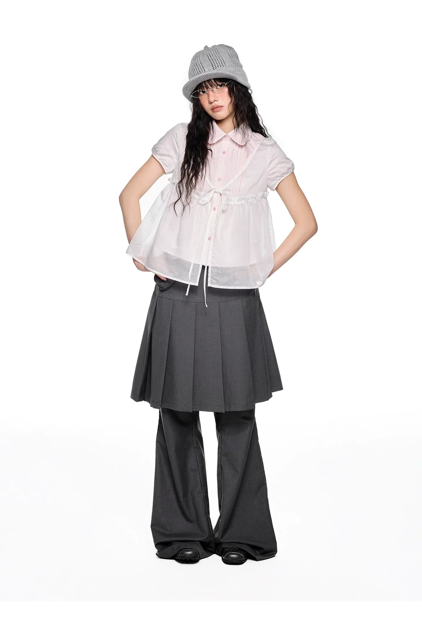 PLEATED FLARE PANTS SET