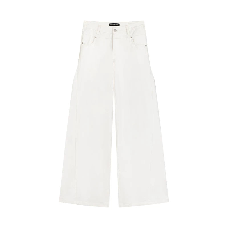 CASUAL WIDE-LEG TWILL PANTS