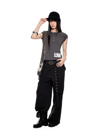 CASUAL PLEATED DRAWSTRING PANTS
