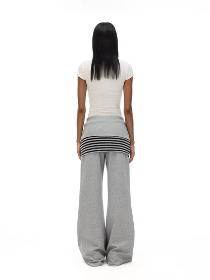 ADJUSTABLE WAIST WIDE-LEG SWEATPANTS