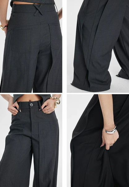 CHIC PATCHWORK WIDE-LEG PANTS