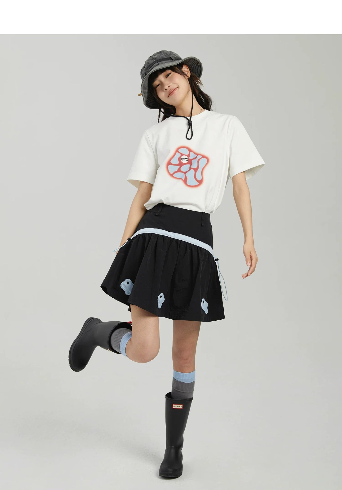 COLOR-BLOCK A-LINE MINI SKIRT