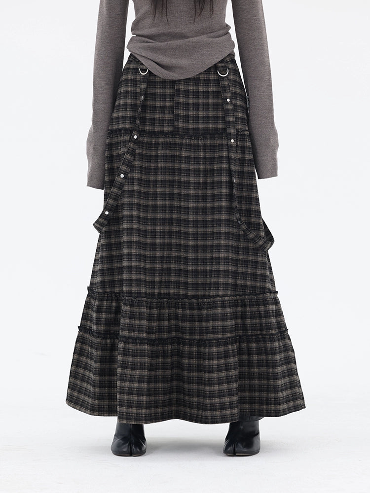 TIERED CHECK SKIRT