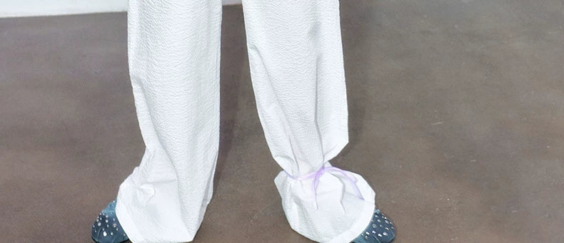 LACE-PANEL WIDE-LEG PANTS
