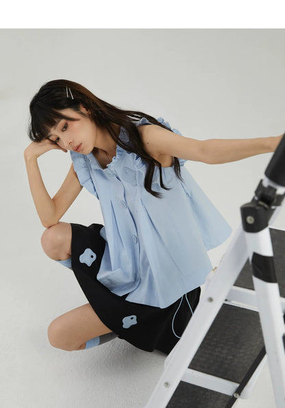 COLOR-BLOCK A-LINE MINI SKIRT