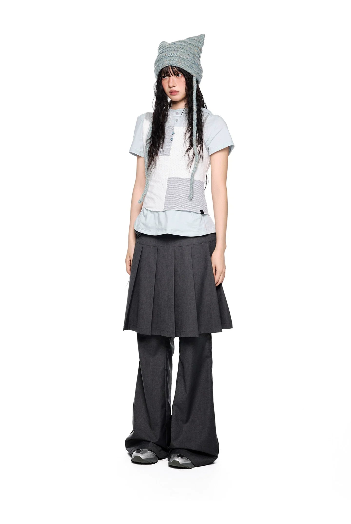 PLEATED FLARE TROUSERS