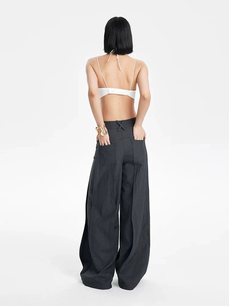 CHIC PATCHWORK WIDE-LEG PANTS