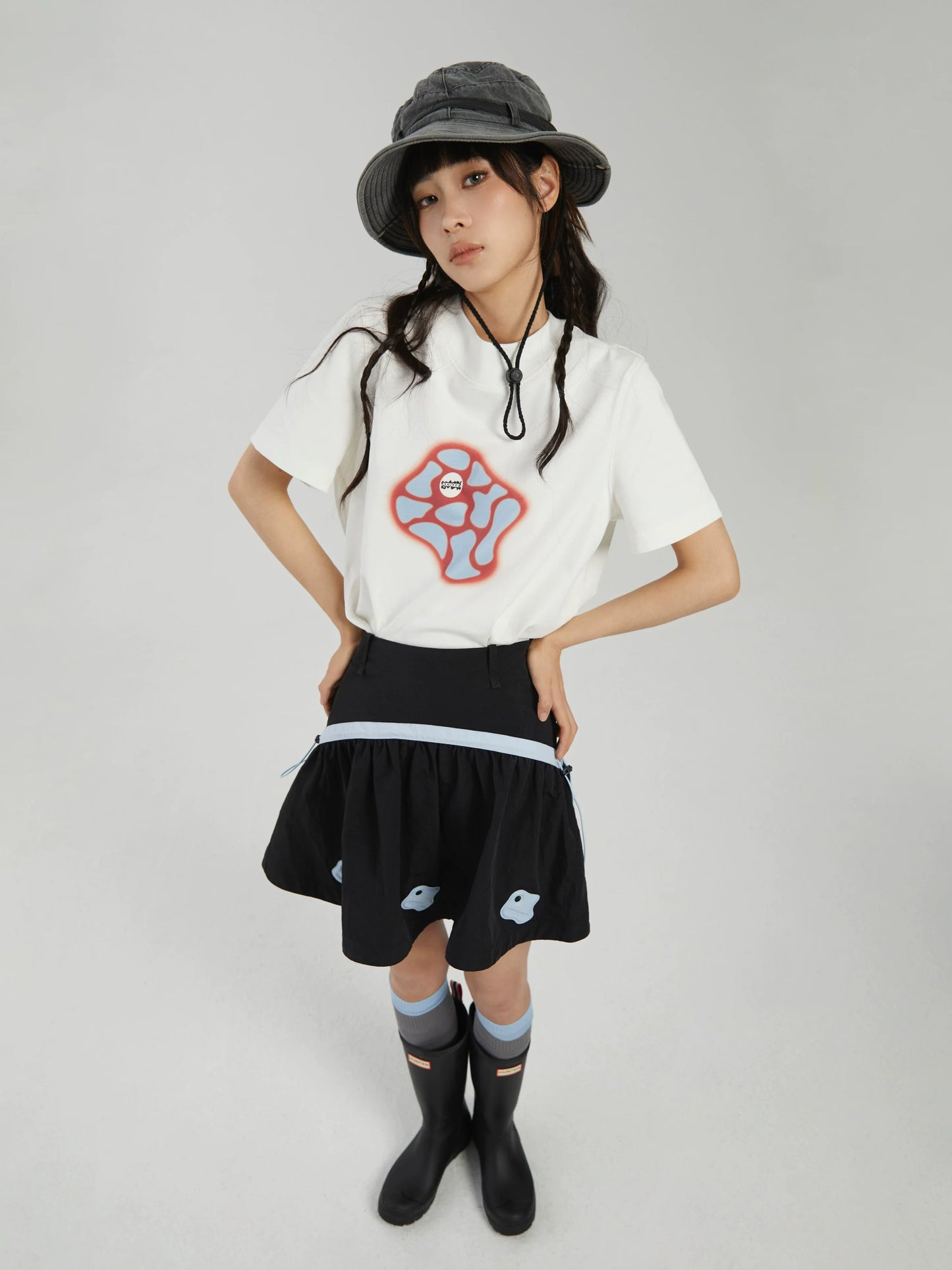 COLOR-BLOCK A-LINE MINI SKIRT