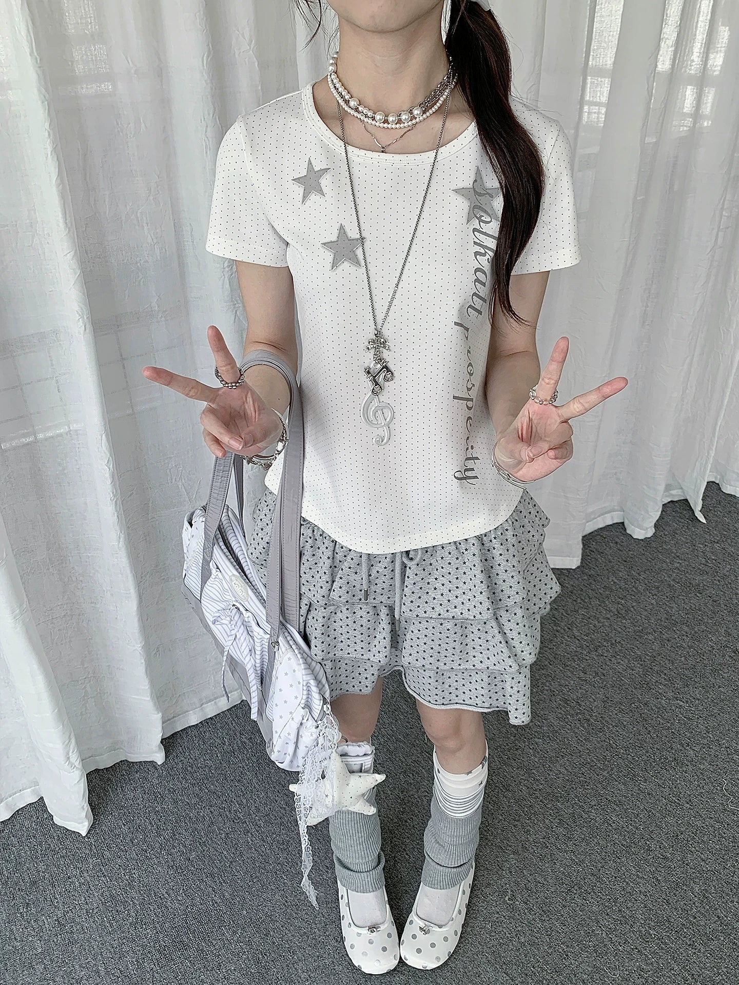 POLKA DOT STAR PRINTED T-SHIRT