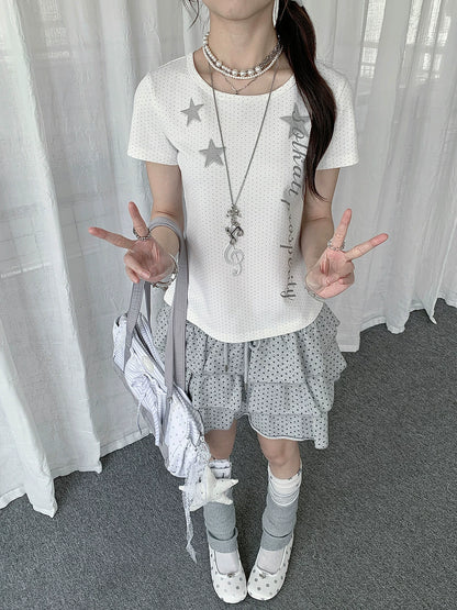 POLKA DOT STAR PRINTED T-SHIRT
