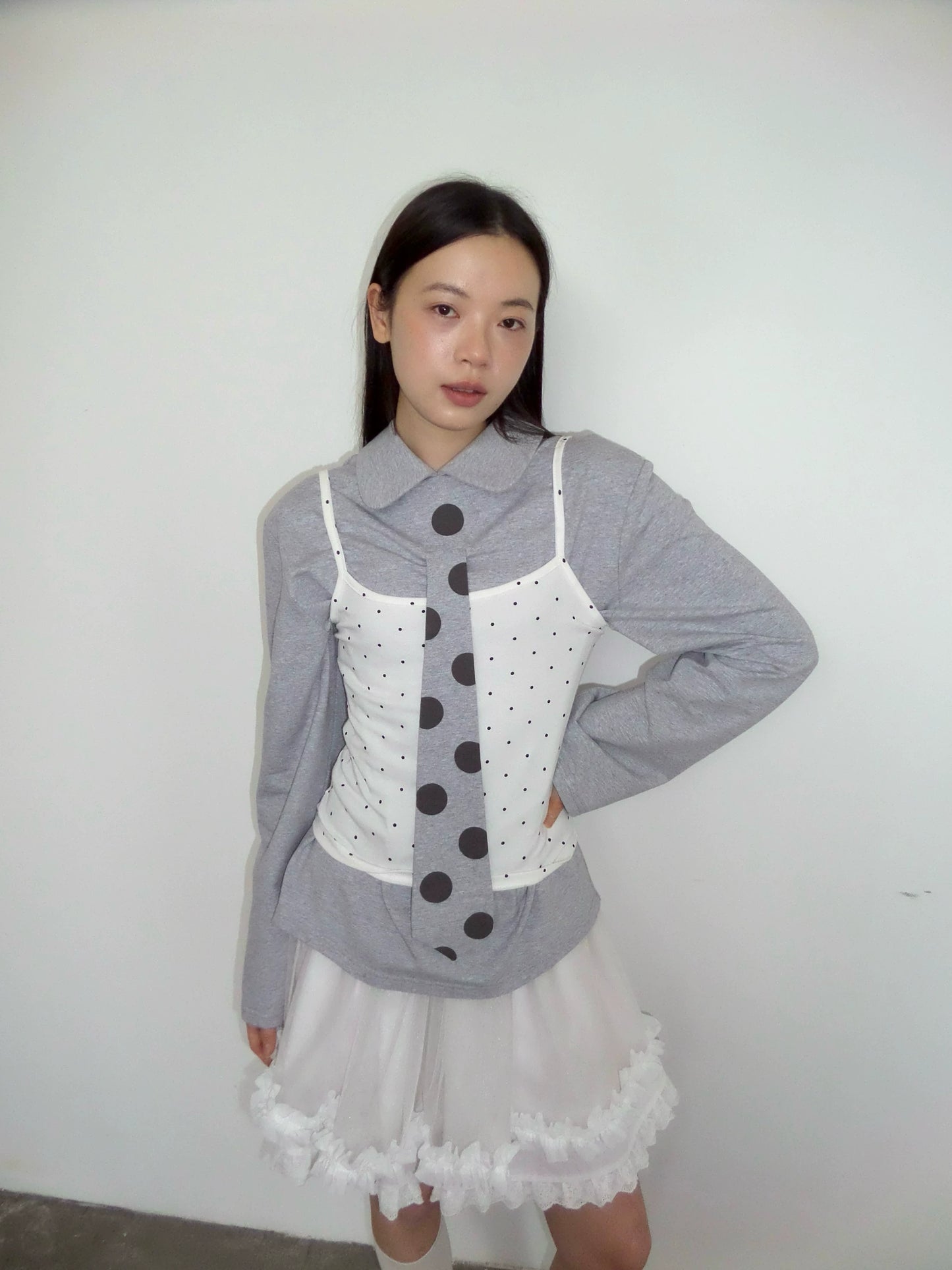 POLKA DOT TIE POLO T-SHIRT