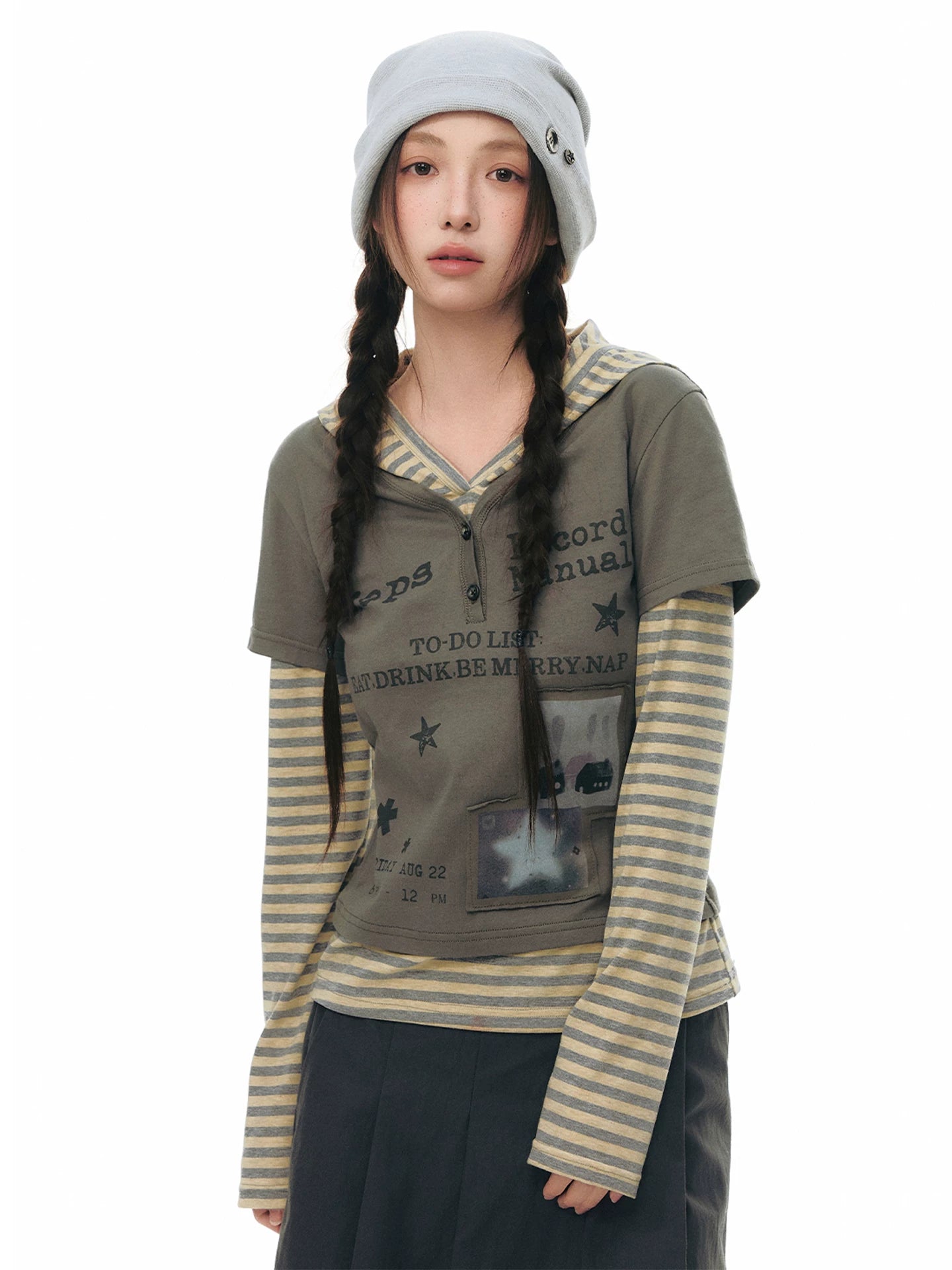 SPLICED HOODIE T-SHIRT