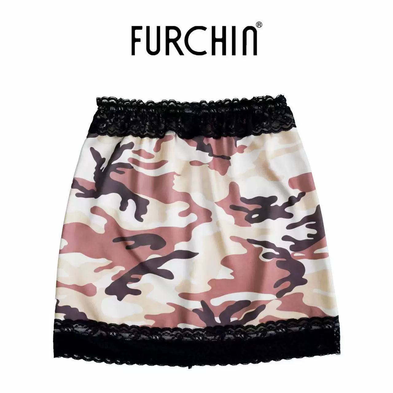 LACE PRINT SATIN HALTER SKIRT