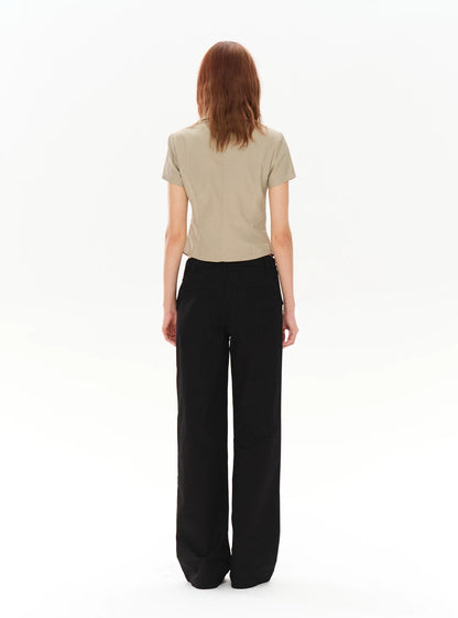 LOW-WAIST STYLISH PANTS WITH BUCKLE
