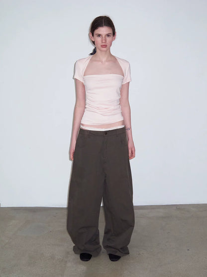 FAUX TWO-PIECE CROP TOP
