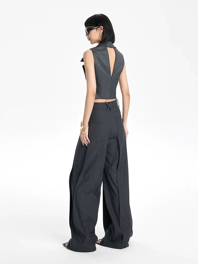 CHIC PATCHWORK WIDE-LEG PANTS
