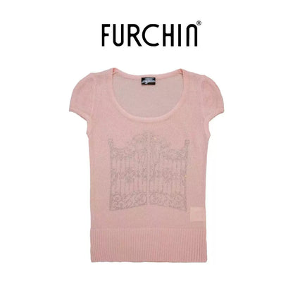 GLITTERING RHINESTONE KNIT TEE