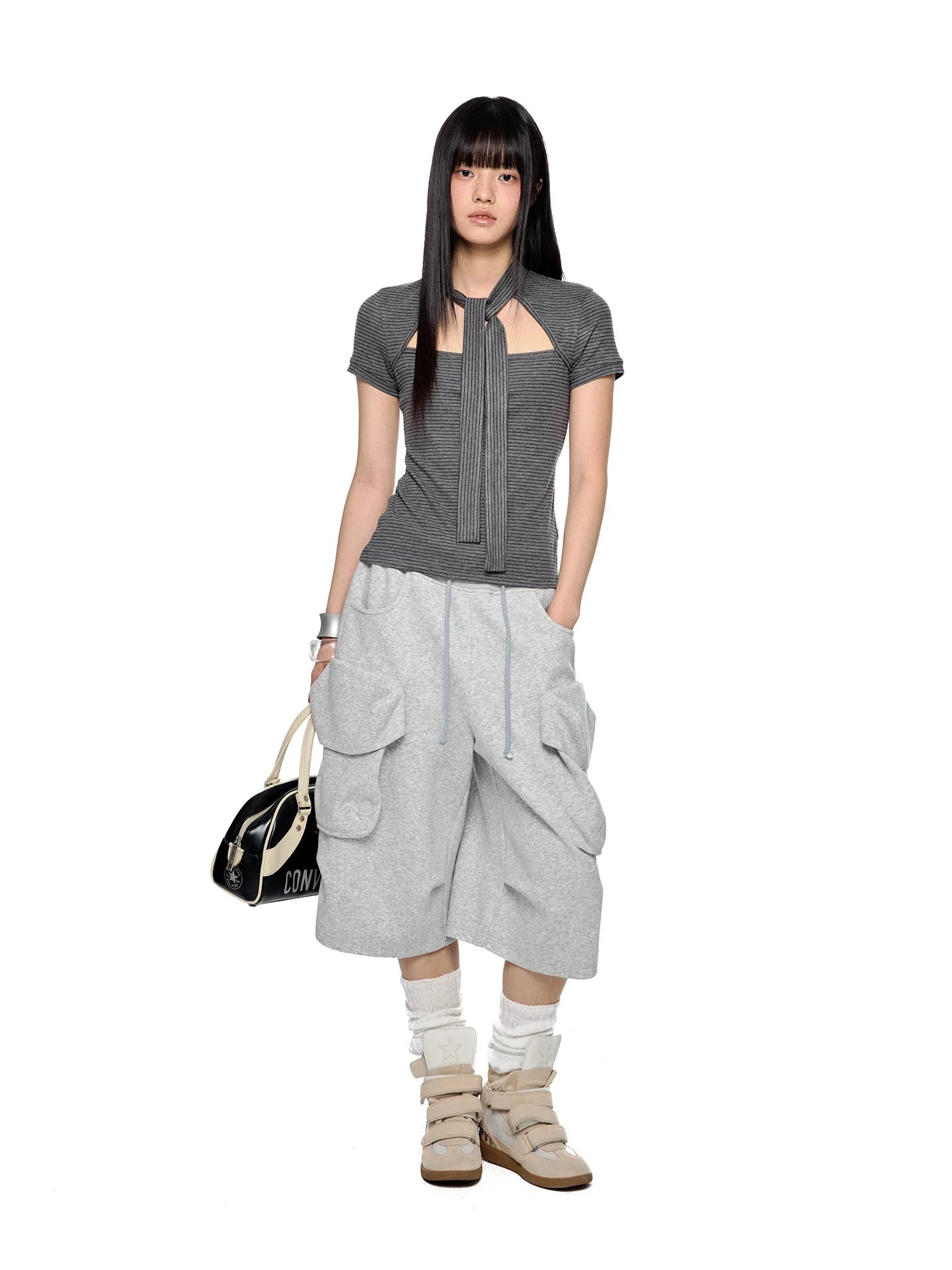 SLIM-FIT TIE-STRAP T-SHIRT