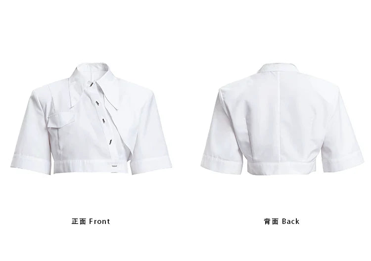 WHITE IRREGULAR CROP TOP