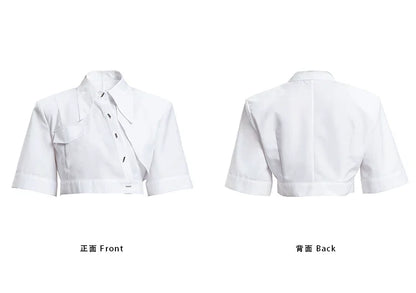 WHITE IRREGULAR CROP TOP