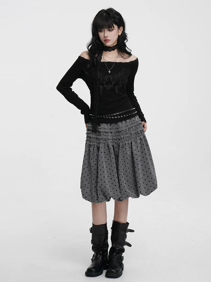 POLKA DOT HALTER MIDI SKIRT
