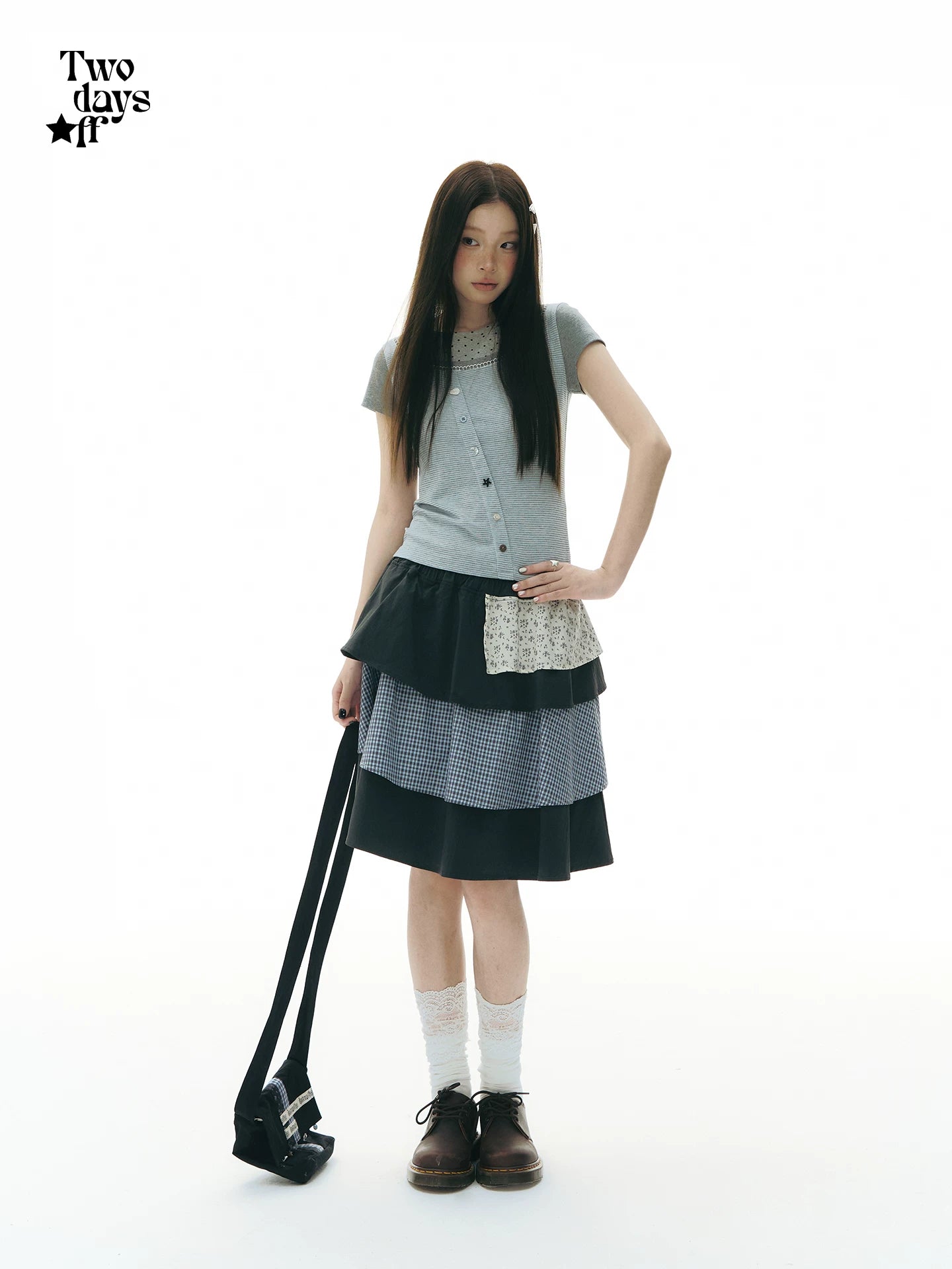 COLOR-BLOCK POLKA DOT T-SHIRT